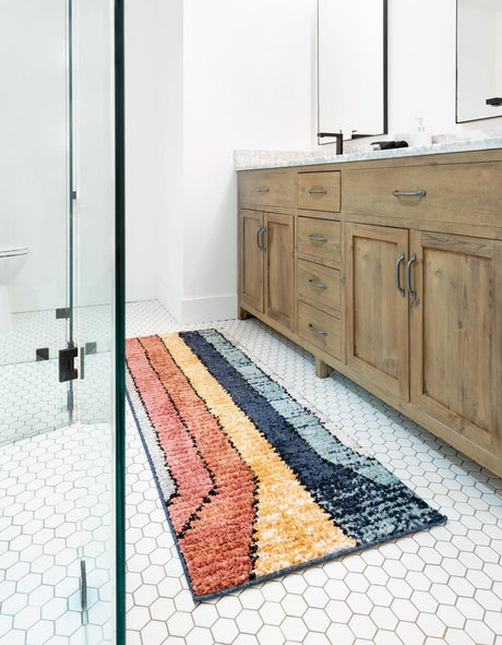 Multicolor 2' x 5' Tagine Runner Area Rug Durable 100% Polyester Modern Unique Easy Clean Carpet for Indoor Home Decor for Sale at Rug Engine