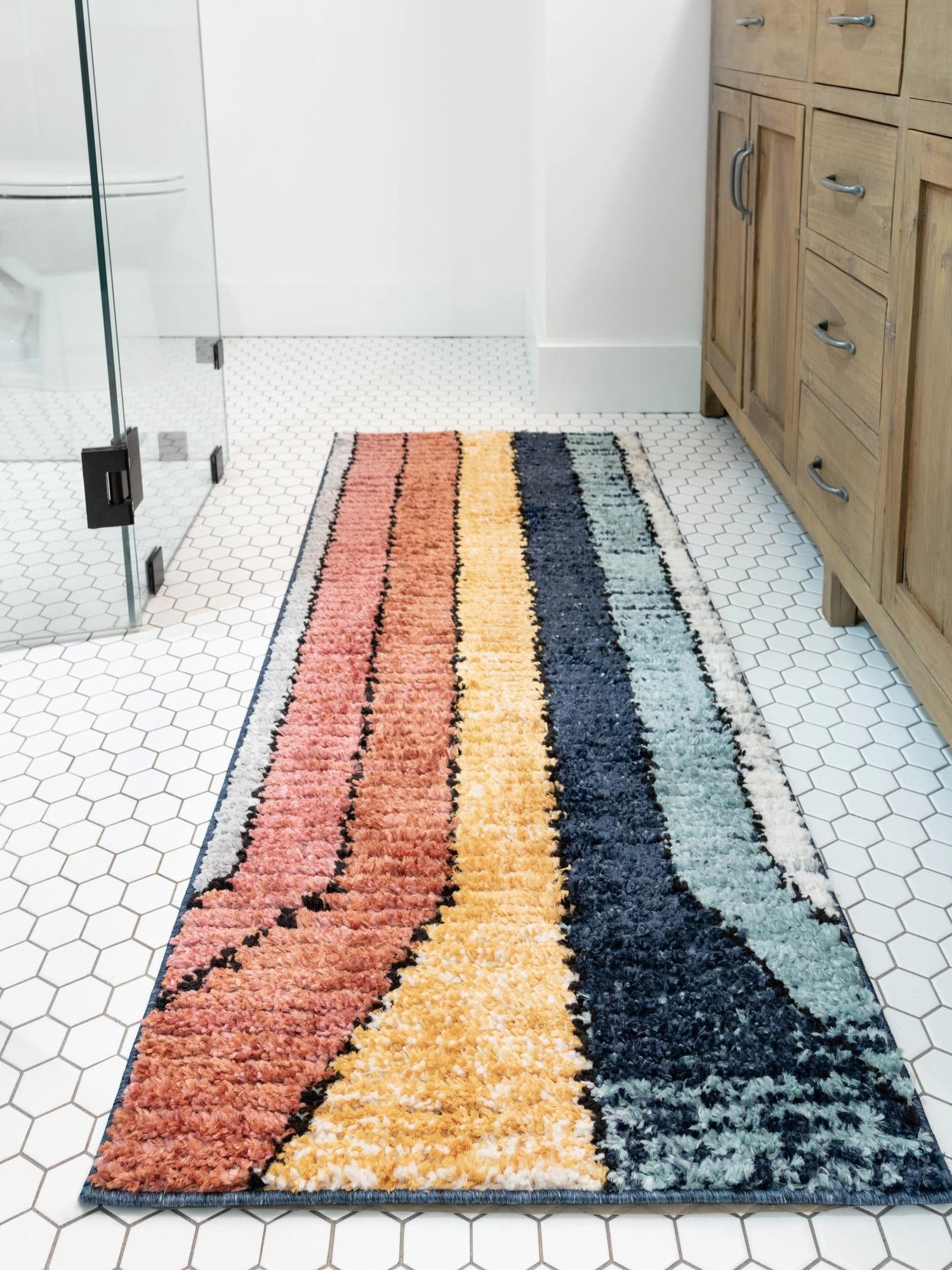 Multicolor 2' x 5' Tagine Runner Area Rug Durable 100% Polyester Modern Unique Easy Clean Carpet for Indoor Home Decor for Sale at Rug Engine