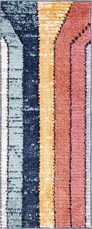 Multicolor 2' x 5' Tagine Runner Area Rug Durable 100% Polyester Modern Unique Easy Clean Carpet for Indoor Home Decor for Sale at Rug Engine