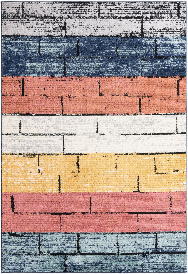 Multicolor 6' x 9' Tagine Rectangle Area Rug Durable 100% Polyester Modern Unique Easy Clean Carpet for Indoor Home Decor for Sale at Rug Engine