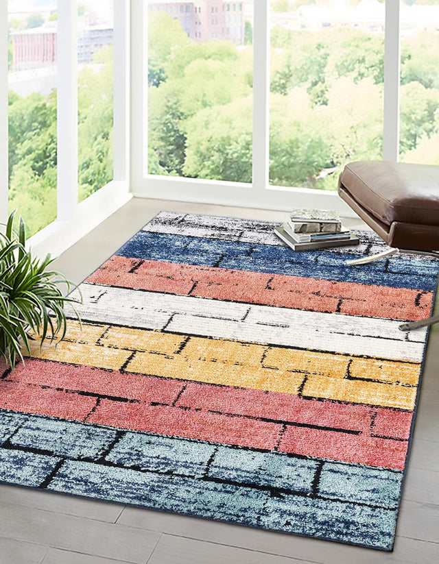 Multicolor 2' x 3' Tagine Rectangle Area Rug Durable 100% Polyester Modern Unique Easy Clean Carpet for Indoor Home Decor for Sale at Rug Engine