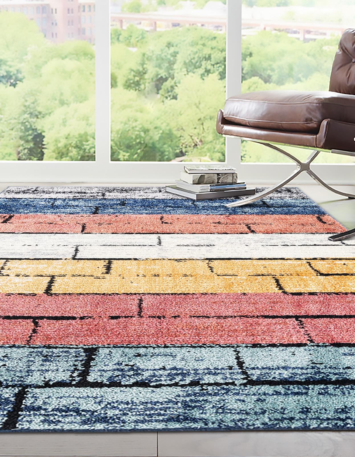 Multicolor 9' 10 x 13' Tagine Rectangle Area Rug Durable 100% Polyester Modern Unique Easy Clean Carpet for Indoor Home Decor for Sale at Rug Engine