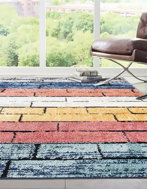 Multicolor 9' 10 x 13' Tagine Rectangle Area Rug Durable 100% Polyester Modern Unique Easy Clean Carpet for Indoor Home Decor for Sale at Rug Engine