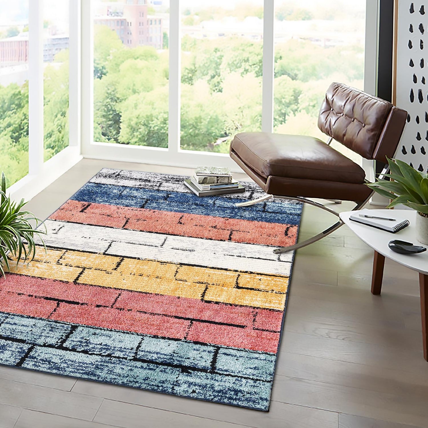 Multicolor 9' x 12' Tagine Rectangle Area Rug Durable 100% Polyester Modern Unique Easy Clean Carpet for Indoor Home Decor for Sale at Rug Engine