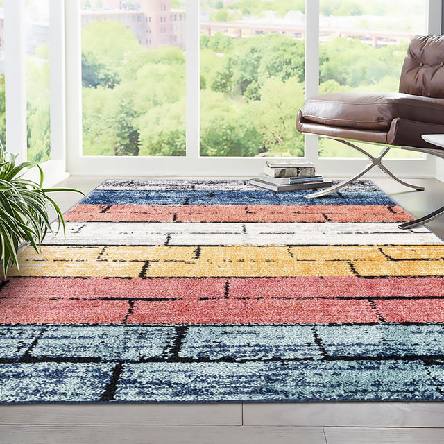 Multicolor 2' x 3' Tagine Rectangle Area Rug Durable 100% Polyester Modern Unique Easy Clean Carpet for Indoor Home Decor for Sale at Rug Engine