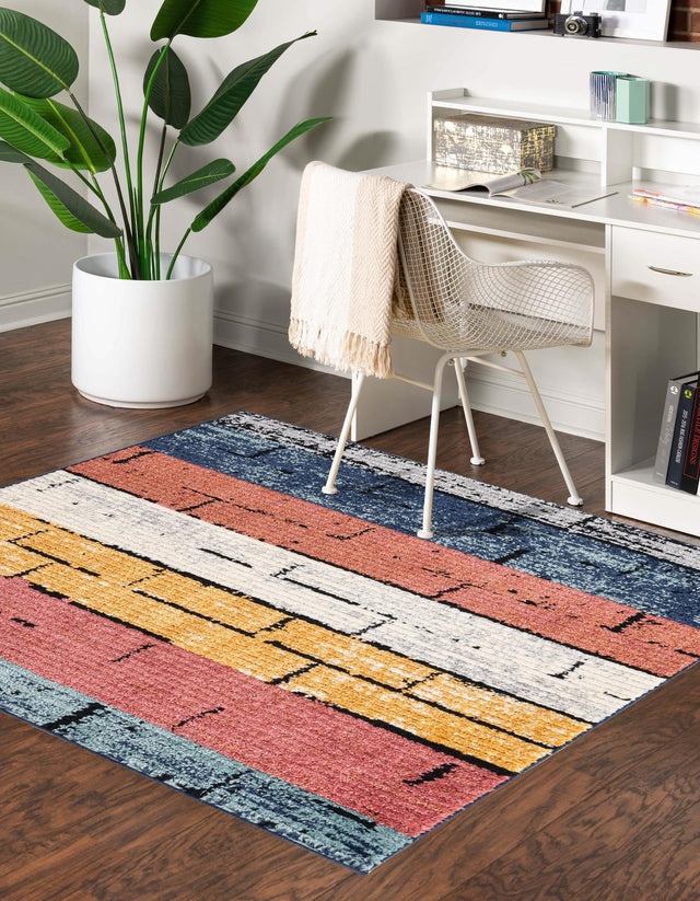 Multicolor 5' 3 x 5' 3 Tagine Square Area Rug Durable 100% Polyester Modern Unique Easy Clean Carpet for Indoor Home Decor for Sale at Rug Engine