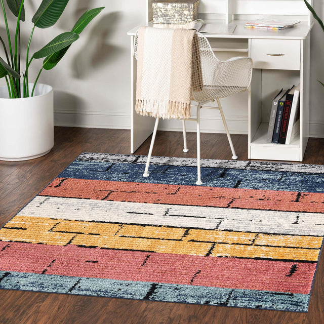 Multicolor 5' 3 x 5' 3 Tagine Square Area Rug Durable 100% Polyester Modern Unique Easy Clean Carpet for Indoor Home Decor for Sale at Rug Engine