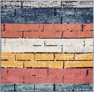 Multicolor 5' 3 x 5' 3 Tagine Square Area Rug Durable 100% Polyester Modern Unique Easy Clean Carpet for Indoor Home Decor for Sale at Rug Engine