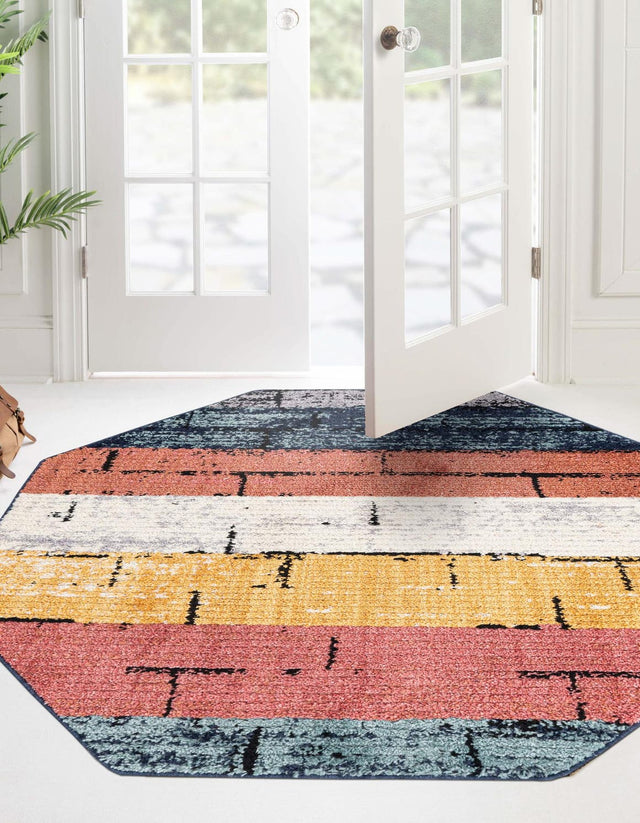 Multicolor 5' 3 x 5' 3 Tagine Octagon Area Rug Durable 100% Polyester Modern Unique Easy Clean Carpet for Indoor Home Decor for Sale at Rug Engine