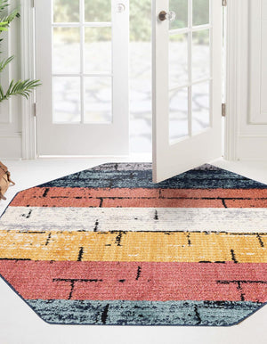 Multicolor 7' 10 x 7' 10 Tagine Octagon Area Rug Durable 100% Polyester Modern Unique Easy Clean Carpet for Indoor Home Decor for Sale at Rug Engine