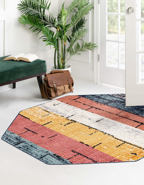Multicolor 7' 10 x 7' 10 Tagine Octagon Area Rug Durable 100% Polyester Modern Unique Easy Clean Carpet for Indoor Home Decor for Sale at Rug Engine