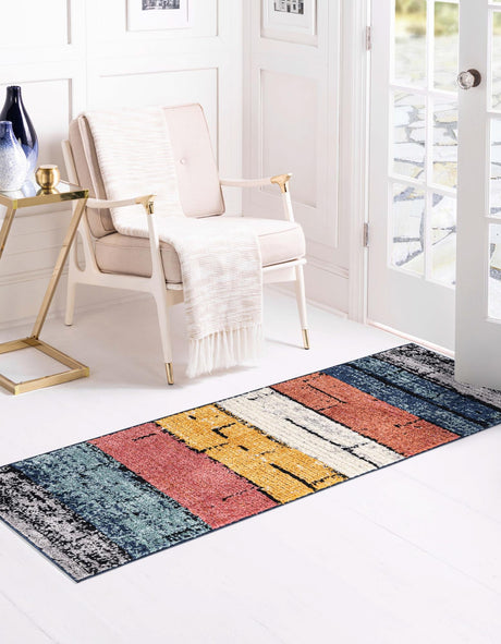 Multicolor 2' x 7' 10 Tagine Runner Area Rug Durable 100% Polyester Modern Unique Easy Clean Carpet for Indoor Home Decor for Sale at Rug Engine