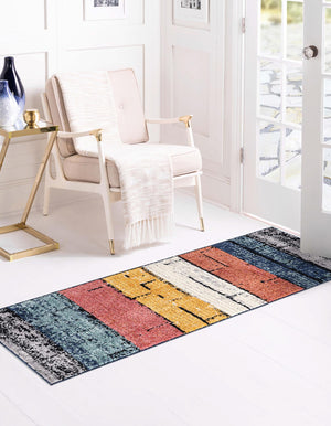 Multicolor 2' x 10' Tagine Runner Area Rug Durable 100% Polyester Modern Unique Easy Clean Carpet for Indoor Home Decor for Sale at Rug Engine