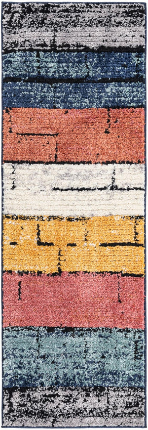 Multicolor 2' x 6' Tagine Runner Area Rug Durable 100% Polyester Modern Unique Easy Clean Carpet for Indoor Home Decor for Sale at Rug Engine
