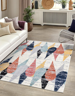 Ivory 9' x 12' Tagine Rectangle Area Rug Durable 100% Polyester Modern Unique Easy Clean Carpet for Indoor Home Decor for Sale at Rug Engine