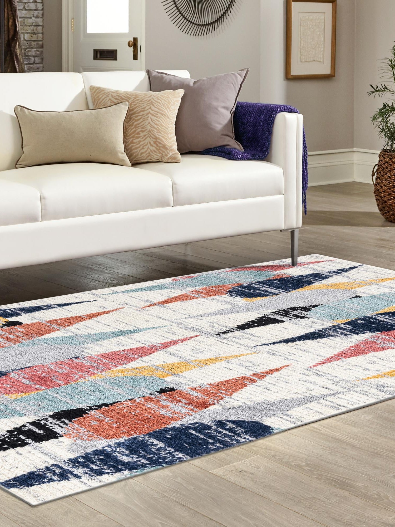 Ivory 9' x 12' Tagine Rectangle Area Rug Durable 100% Polyester Modern Unique Easy Clean Carpet for Indoor Home Decor for Sale at Rug Engine