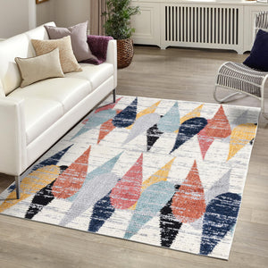 Ivory 9' x 12' Tagine Rectangle Area Rug Durable 100% Polyester Modern Unique Easy Clean Carpet for Indoor Home Decor for Sale at Rug Engine