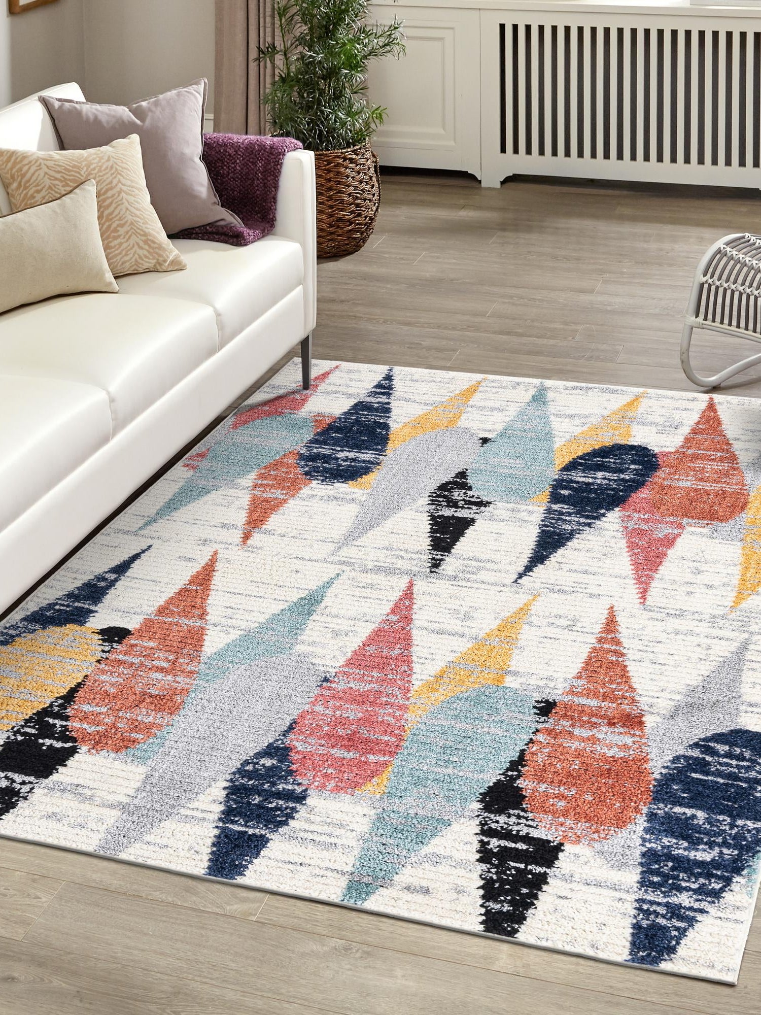 Ivory 5' 3 x 8' Tagine Rectangle Area Rug Durable 100% Polyester Modern Unique Easy Clean Carpet for Indoor Home Decor for Sale at Rug Engine