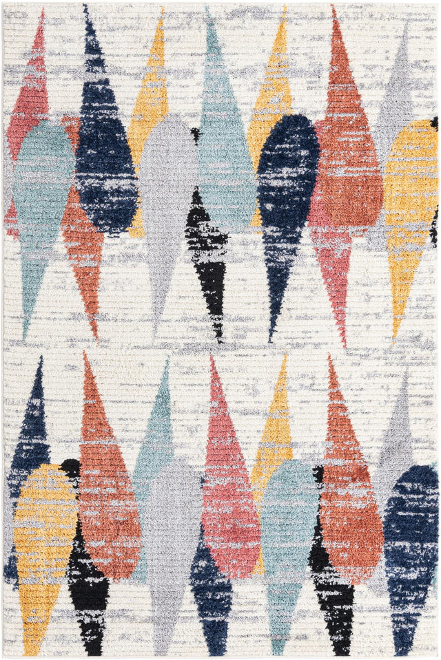 Ivory 5' 3 x 8' Tagine Rectangle Area Rug Durable 100% Polyester Modern Unique Easy Clean Carpet for Indoor Home Decor for Sale at Rug Engine