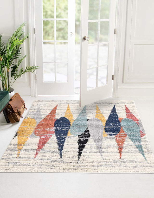 Ivory 7' 10 x 7' 10 Tagine Square Area Rug Durable 100% Polyester Modern Unique Easy Clean Carpet for Indoor Home Decor for Sale at Rug Engine