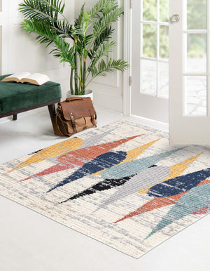 Ivory 7' 10 x 7' 10 Tagine Square Area Rug Durable 100% Polyester Modern Unique Easy Clean Carpet for Indoor Home Decor for Sale at Rug Engine