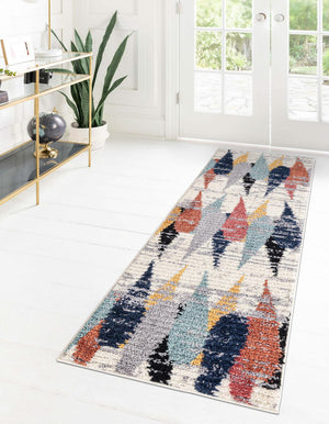Ivory 2' x 5' Tagine Runner Area Rug Durable 100% Polyester Modern Unique Easy Clean Carpet for Indoor Home Decor for Sale at Rug Engine