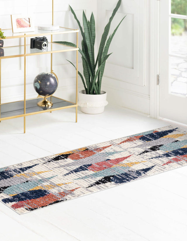 Ivory 2' x 7' 10 Tagine Runner Area Rug Durable 100% Polyester Modern Unique Easy Clean Carpet for Indoor Home Decor for Sale at Rug Engine