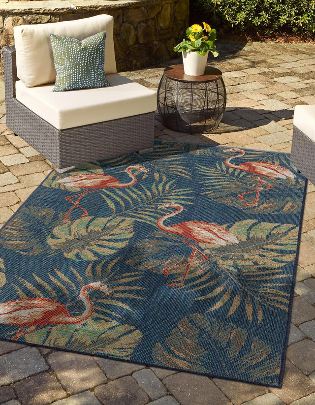 Navy Blue 3' 11 x 5' 11 Baja Outdoor Rectangle Area Rug Weather Resistant for Patio, Deck, Terrace, Balcony, Porch 100% Polypropylene Modern Outside Decor for Sale at Rug Engine