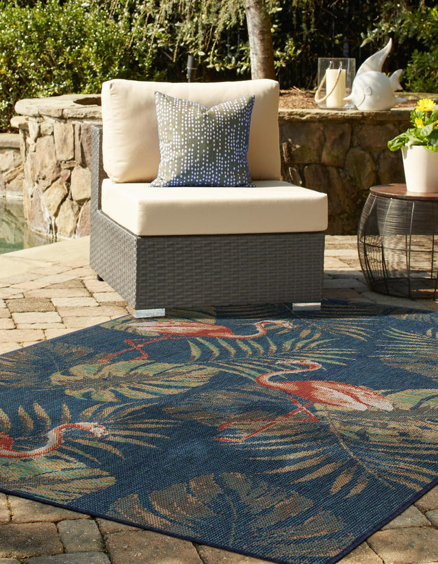 Navy Blue 3' 11 x 5' 11 Baja Outdoor Rectangle Area Rug Weather Resistant for Patio, Deck, Terrace, Balcony, Porch 100% Polypropylene Modern Outside Decor for Sale at Rug Engine
