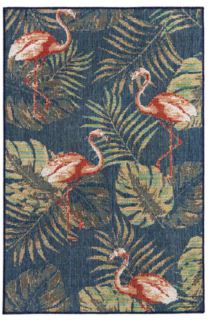 Navy Blue 3' 11 x 5' 11 Baja Outdoor Rectangle Area Rug Weather Resistant for Patio, Deck, Terrace, Balcony, Porch 100% Polypropylene Modern Outside Decor for Sale at Rug Engine