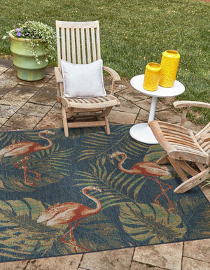 Navy Blue 5' 3 x 5' 3 Baja Outdoor Square Area Rug Weather Resistant for Patio, Deck, Terrace, Balcony, Porch 100% Polypropylene Modern Outside Decor for Sale at Rug Engine