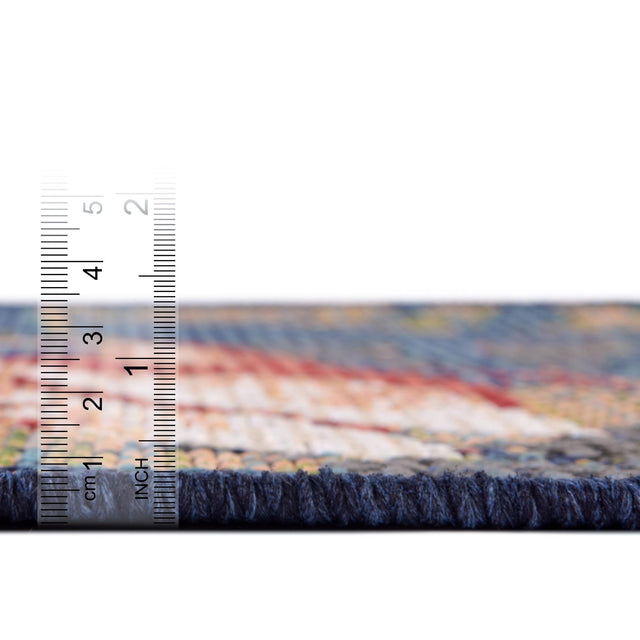 Navy Blue 5' 3 x 5' 3 Baja Outdoor Square Area Rug Weather Resistant for Patio, Deck, Terrace, Balcony, Porch 100% Polypropylene Modern Outside Decor for Sale at Rug Engine