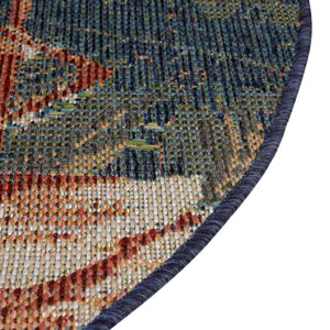 Navy Blue 7' 10 x 7' 10 Baja Outdoor Round Area Rug Weather Resistant for Patio, Deck, Terrace, Balcony, Porch 100% Polypropylene Modern Outside Decor for Sale at Rug Engine