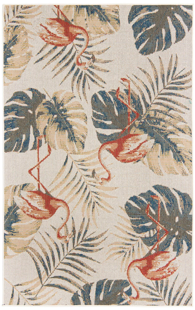 Ivory 5' 3 x 7' 7 Baja Outdoor Rectangle Area Rug Weather Resistant for Patio, Deck, Terrace, Balcony, Porch 100% Polypropylene Modern Outside Decor for Sale at Rug Engine