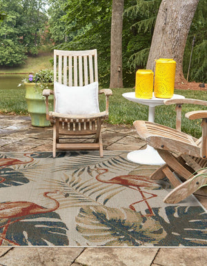 Ivory 7' 10 x 7' 10 Baja Outdoor Square Area Rug Weather Resistant for Patio, Deck, Terrace, Balcony, Porch 100% Polypropylene Modern Outside Decor for Sale at Rug Engine