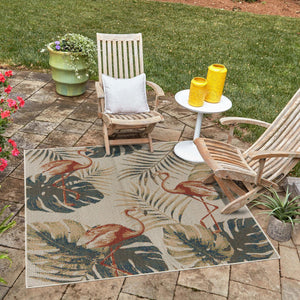 Ivory 7' 10 x 7' 10 Baja Outdoor Square Area Rug Weather Resistant for Patio, Deck, Terrace, Balcony, Porch 100% Polypropylene Modern Outside Decor for Sale at Rug Engine