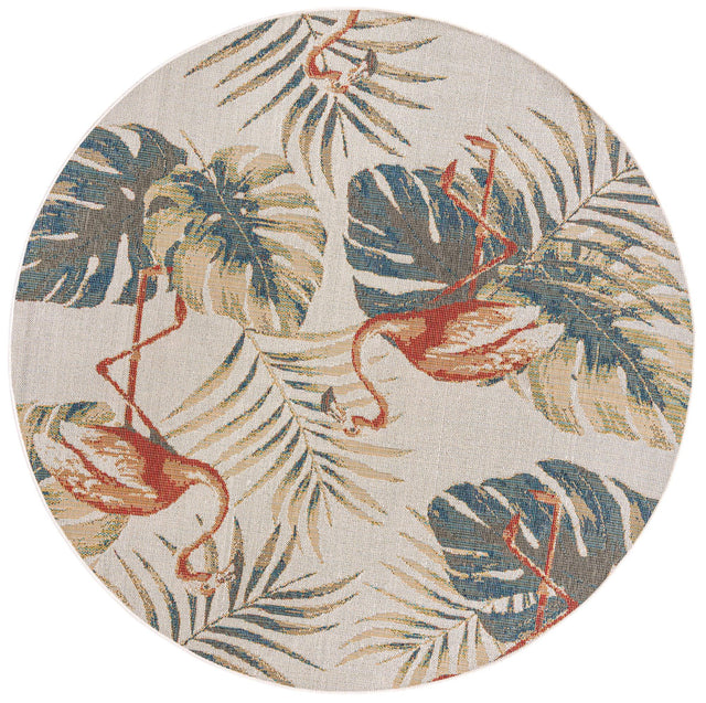 Ivory 7' 10 x 7' 10 Baja Outdoor Round Area Rug Weather Resistant for Patio, Deck, Terrace, Balcony, Porch 100% Polypropylene Modern Outside Decor for Sale at Rug Engine