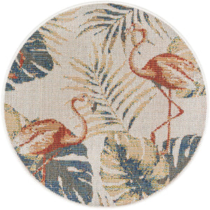 Ivory 3' 3 x 3' 3 Baja Outdoor Round Area Rug Weather Resistant for Patio, Deck, Terrace, Balcony, Porch 100% Polypropylene Modern Outside Decor for Sale at Rug Engine