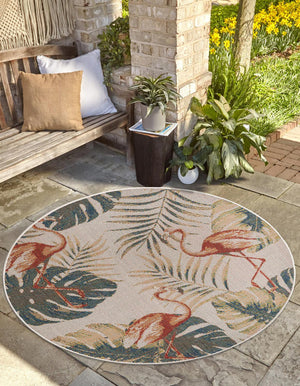 Ivory 3' 3 x 3' 3 Baja Outdoor Round Area Rug Weather Resistant for Patio, Deck, Terrace, Balcony, Porch 100% Polypropylene Modern Outside Decor for Sale at Rug Engine