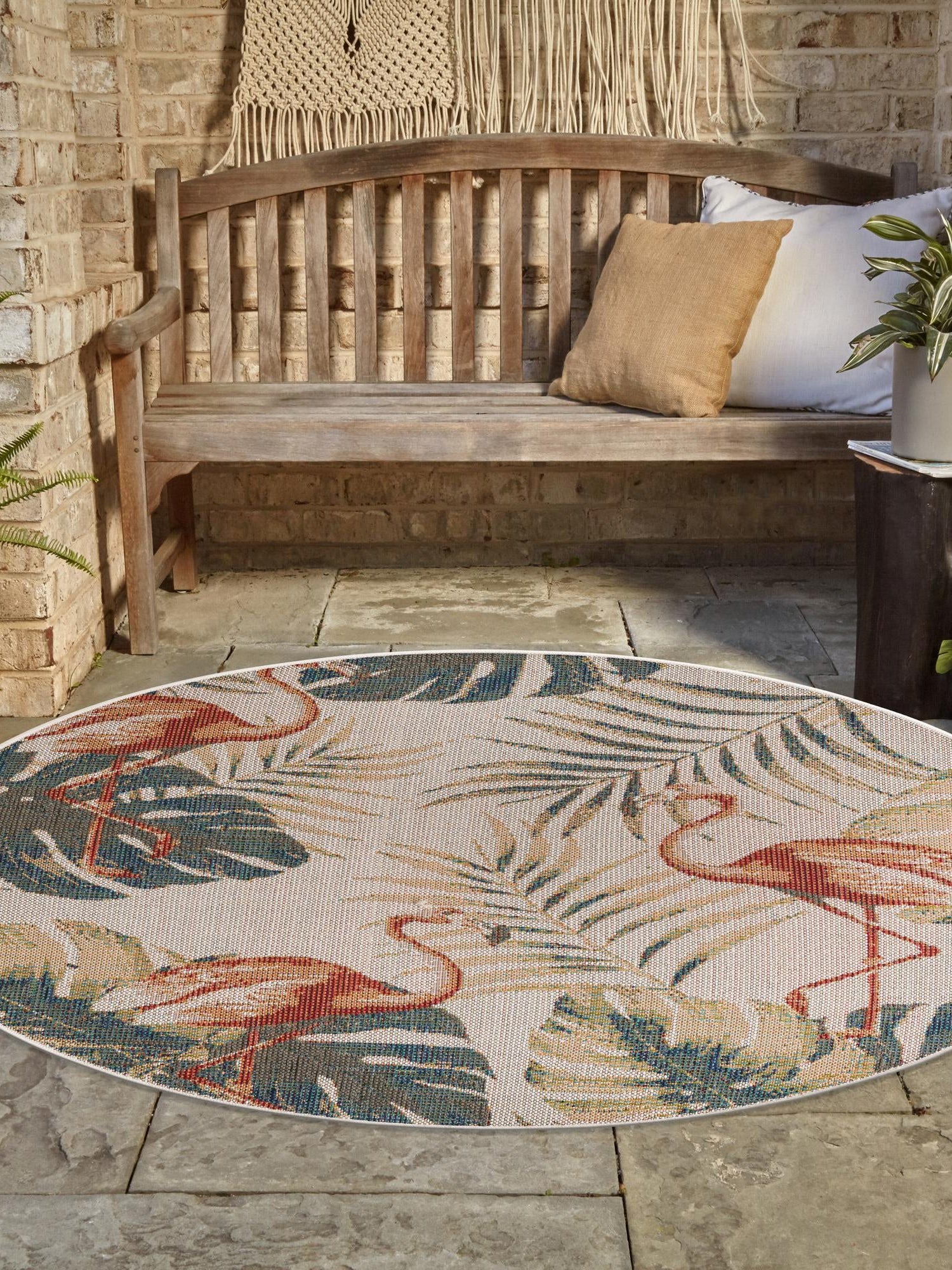 Ivory 7' 10 x 7' 10 Baja Outdoor Round Area Rug Weather Resistant for Patio, Deck, Terrace, Balcony, Porch 100% Polypropylene Modern Outside Decor for Sale at Rug Engine