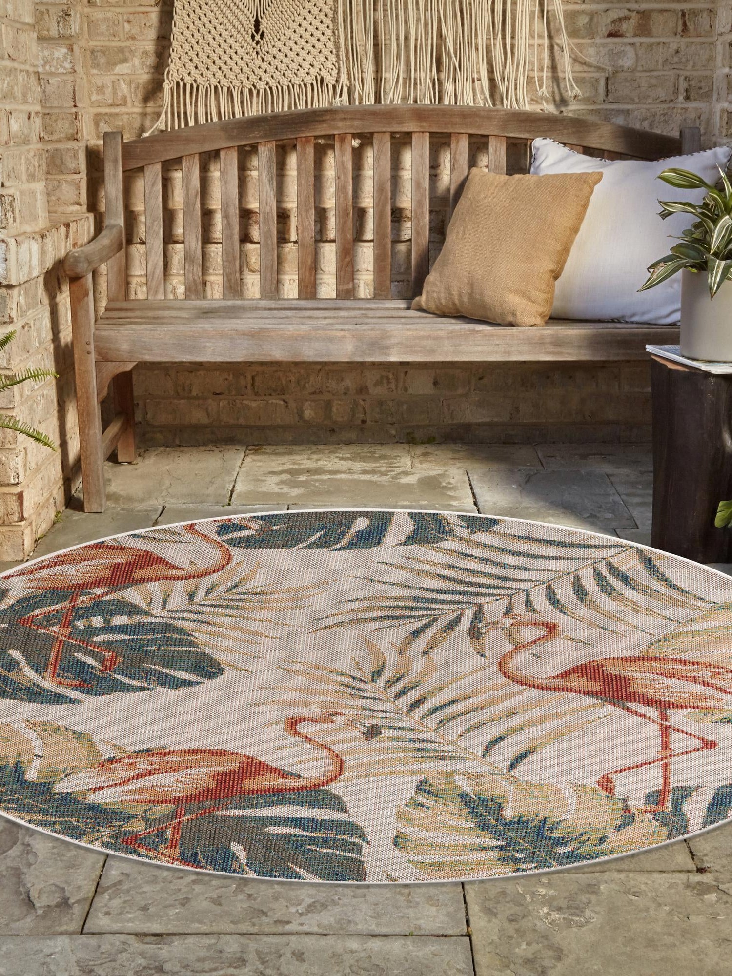 Ivory 3' 3 x 3' 3 Baja Outdoor Round Area Rug Weather Resistant for Patio, Deck, Terrace, Balcony, Porch 100% Polypropylene Modern Outside Decor for Sale at Rug Engine