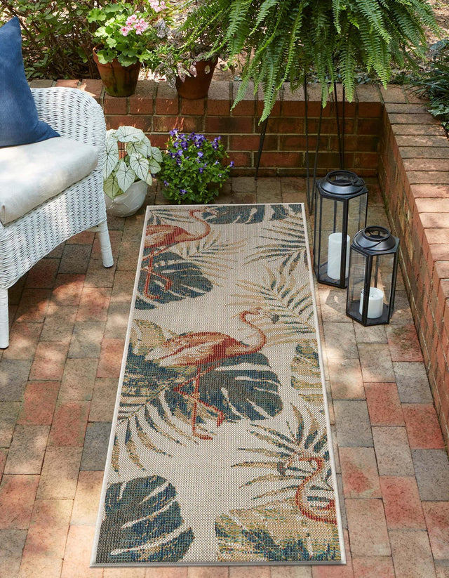 Ivory 2' x 3' 11 Baja Outdoor Runner Area Rug Weather Resistant for Patio, Deck, Terrace, Balcony, Porch 100% Polypropylene Modern Outside Decor for Sale at Rug Engine