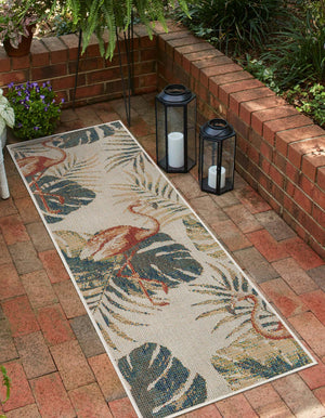 Ivory 2' x 3' 11 Baja Outdoor Runner Area Rug Weather Resistant for Patio, Deck, Terrace, Balcony, Porch 100% Polypropylene Modern Outside Decor for Sale at Rug Engine