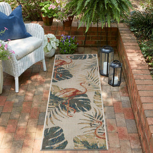 Ivory 2' x 7' 10 Baja Outdoor Runner Area Rug Weather Resistant for Patio, Deck, Terrace, Balcony, Porch 100% Polypropylene Modern Outside Decor for Sale at Rug Engine