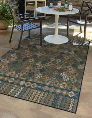 Navy Blue 7' 10 x 10' Baja Outdoor Rectangle Area Rug Weather Resistant for Patio, Deck, Terrace, Balcony, Porch 100% Polypropylene Modern Outside Decor for Sale at Rug Engine
