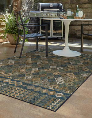 Navy Blue 6' x 9' Baja Outdoor Rectangle Area Rug Weather Resistant for Patio, Deck, Terrace, Balcony, Porch 100% Polypropylene Modern Outside Decor for Sale at Rug Engine