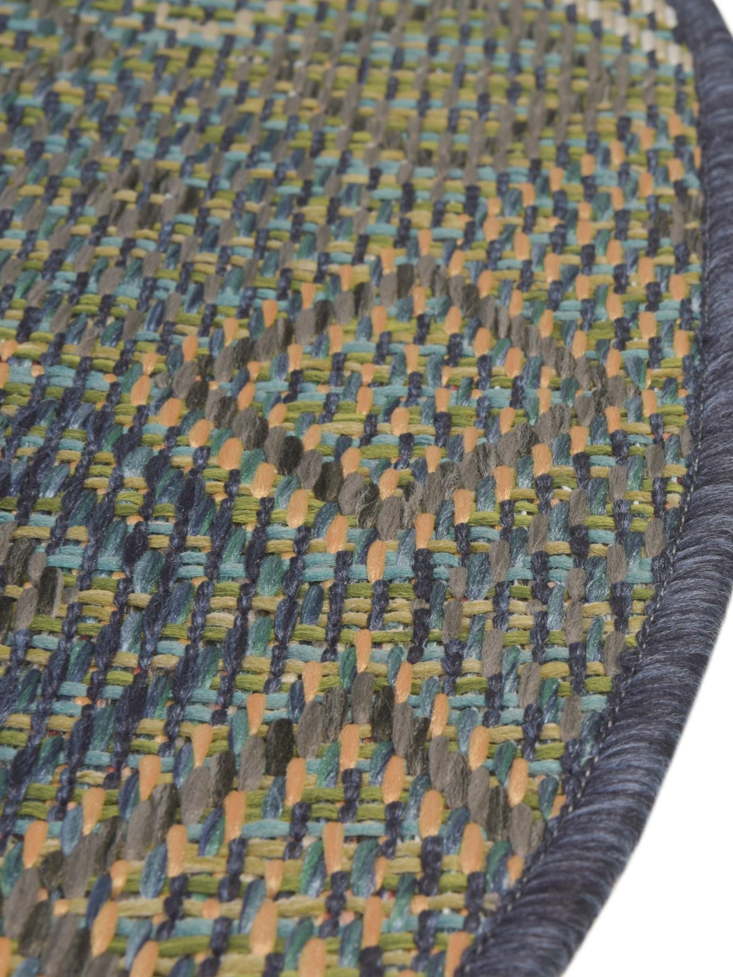 Navy Blue 5' 3 x 5' 3 Baja Outdoor Round Area Rug Weather Resistant for Patio, Deck, Terrace, Balcony, Porch 100% Polypropylene Modern Outside Decor for Sale at Rug Engine