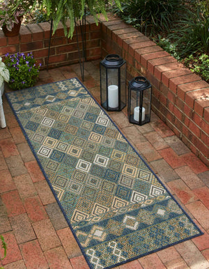 Navy Blue 2' x 3' 11 Baja Outdoor Runner Area Rug Weather Resistant for Patio, Deck, Terrace, Balcony, Porch 100% Polypropylene Modern Outside Decor for Sale at Rug Engine