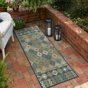 Navy Blue 2' x 5' 11 Baja Outdoor Runner Area Rug Weather Resistant for Patio, Deck, Terrace, Balcony, Porch 100% Polypropylene Modern Outside Decor for Sale at Rug Engine