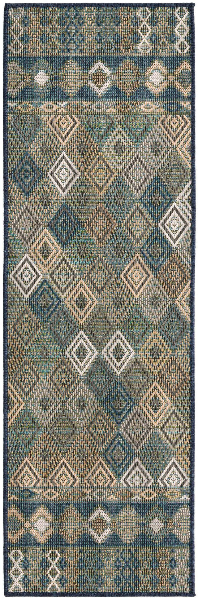 Navy Blue 2' x 5' 11 Baja Outdoor Runner Area Rug Weather Resistant for Patio, Deck, Terrace, Balcony, Porch 100% Polypropylene Modern Outside Decor for Sale at Rug Engine